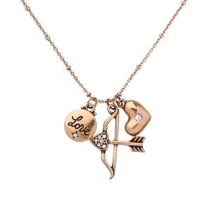 Vintage Brass Love Charm Necklace